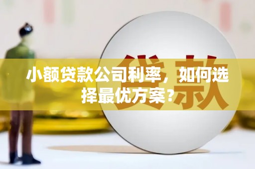 吉州小额贷款公司利率，如何选择最优方案？