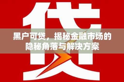 吉州黑户可贷，揭秘金融市场的隐秘角落与解决方案