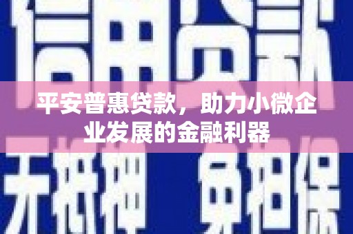 吉州平安普惠贷款，助力小微企业发展的金融利器