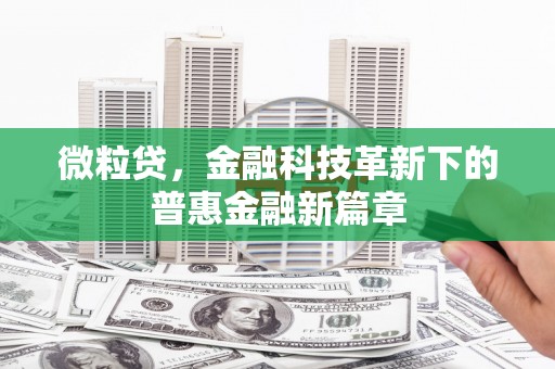 吉州微粒贷，金融科技革新下的普惠金融新篇章