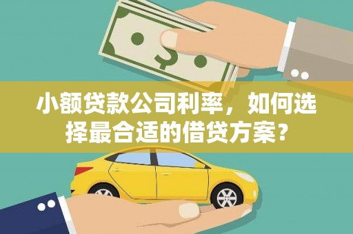 吉州小额贷款公司利率，如何选择最合适的借贷方案？